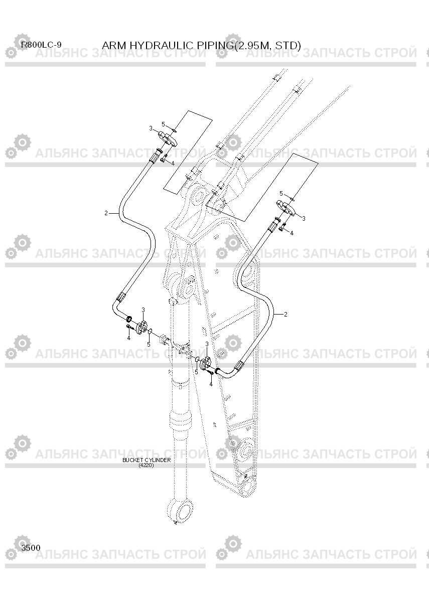 3500 ARM HYDRAULIC PIPING(2.95M, STD) R800LC-9, Hyundai