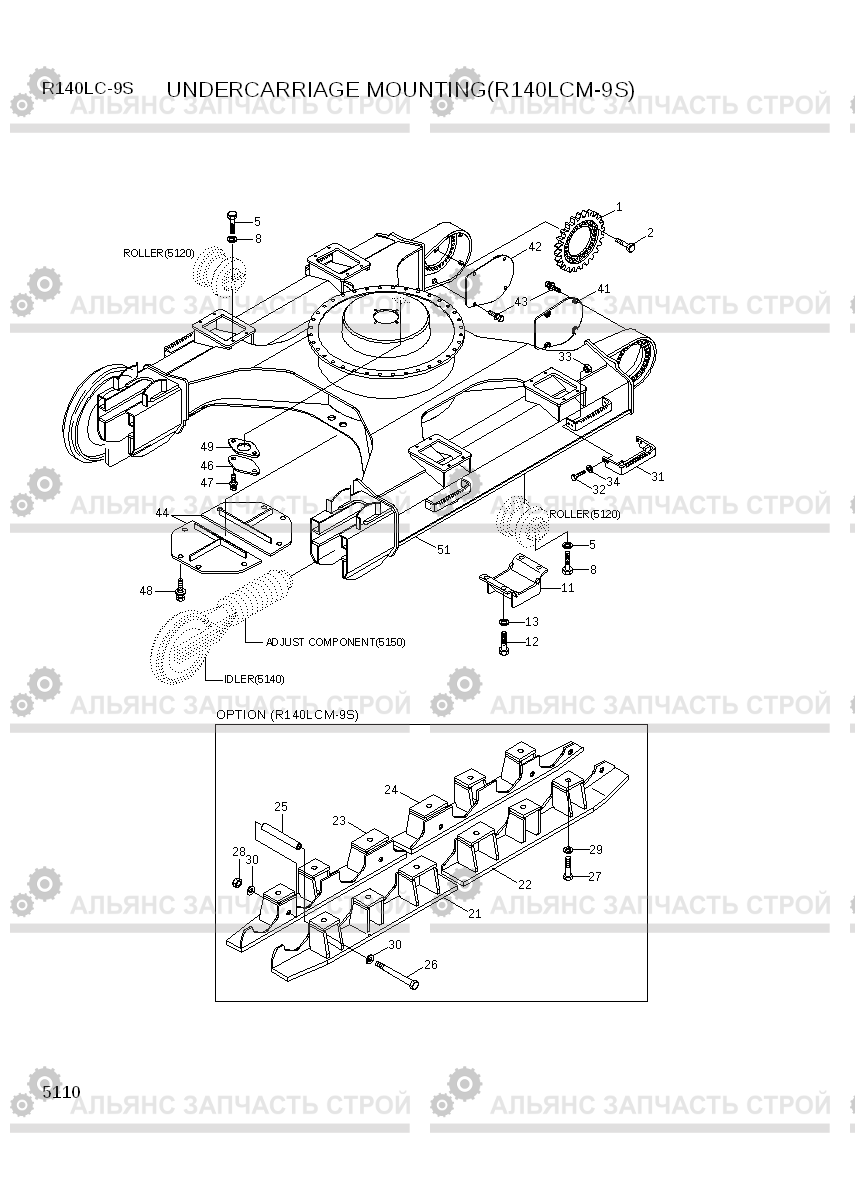 5110 UNDERCARRIAGE MOUNTING(R140LCM-9S) R140LC-9S(BRAZIL), Hyundai