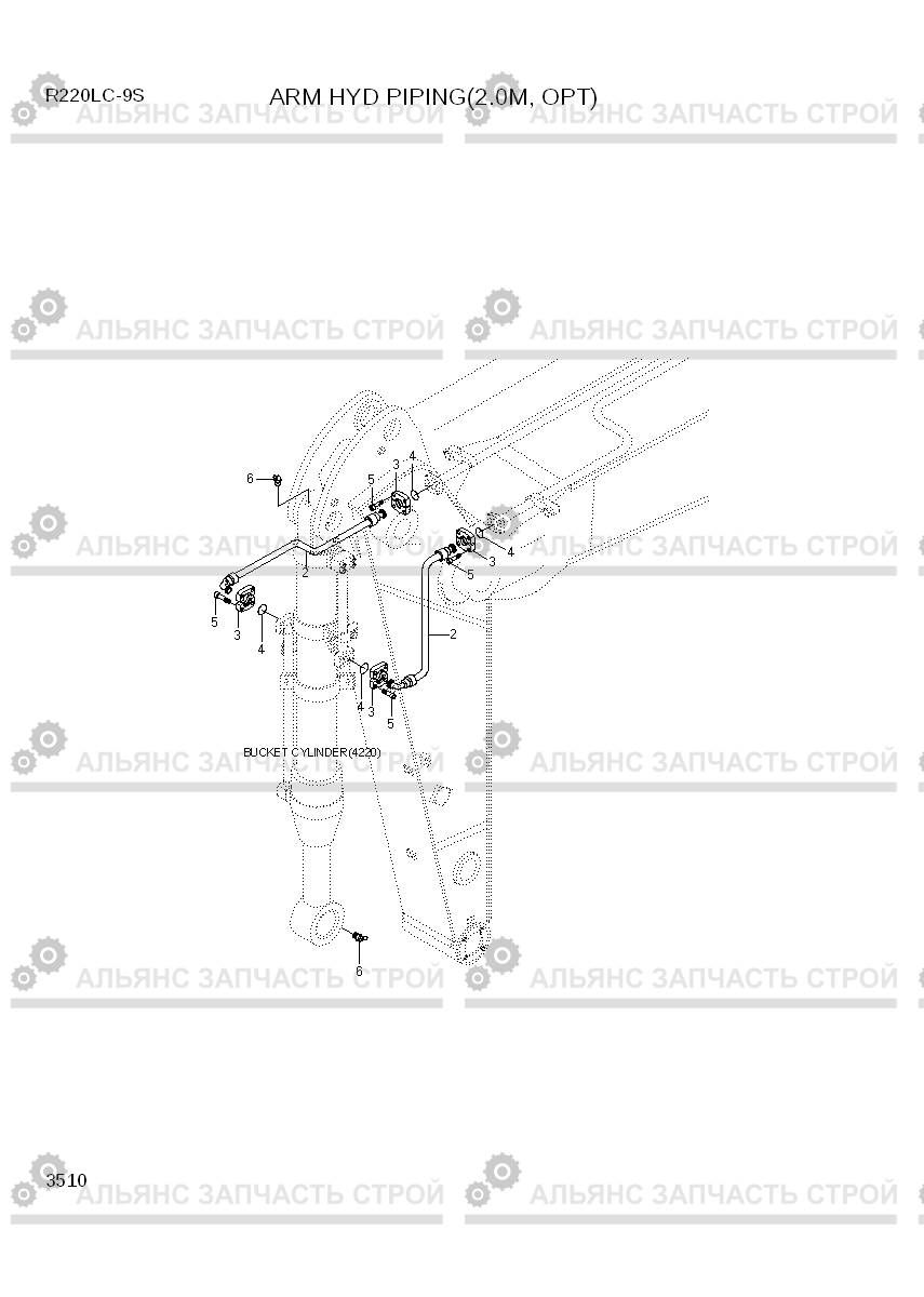 3510 ARM HYD PIPING(2.0M, OPT) R220LC-9S(BRAZIL), Hyundai
