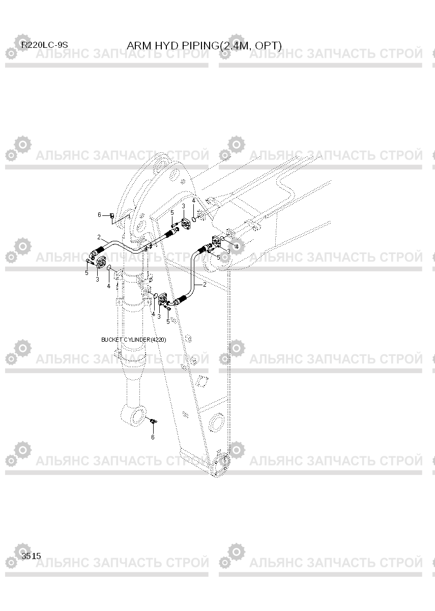 3515 ARM HYD PIPING(2.4M, OPT) R220LC-9S(BRAZIL), Hyundai