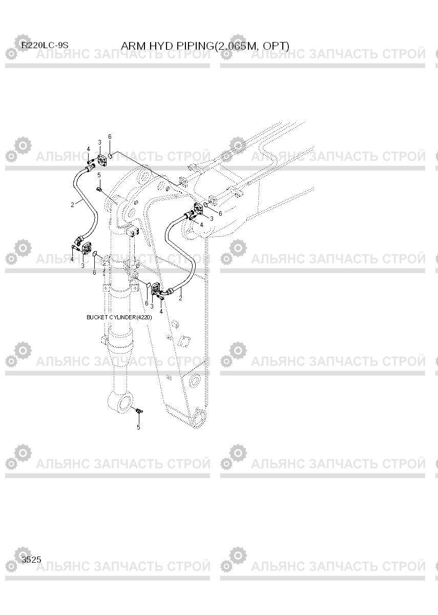 3525 ARM HYD PIPING(2.065M, OPT) R220LC-9S(BRAZIL), Hyundai