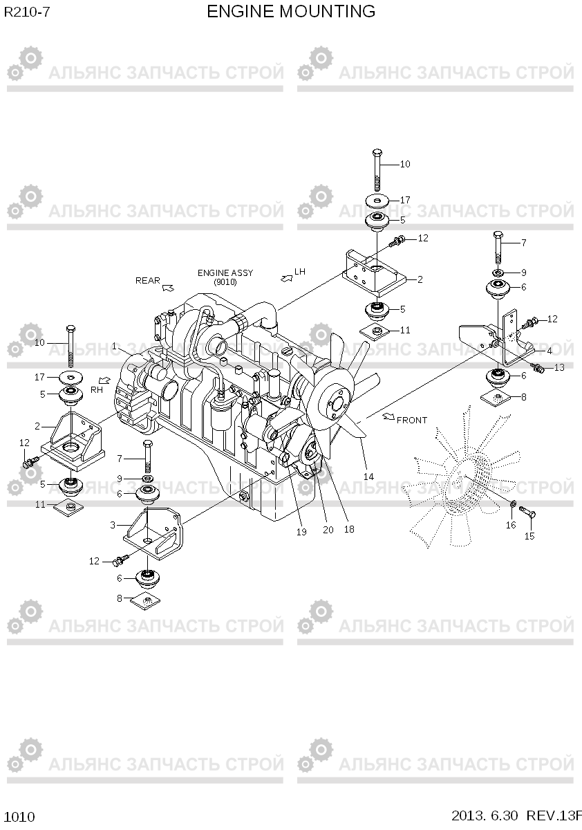1010 ENGINE MOUNTING R210-7(INDIA), Hyundai