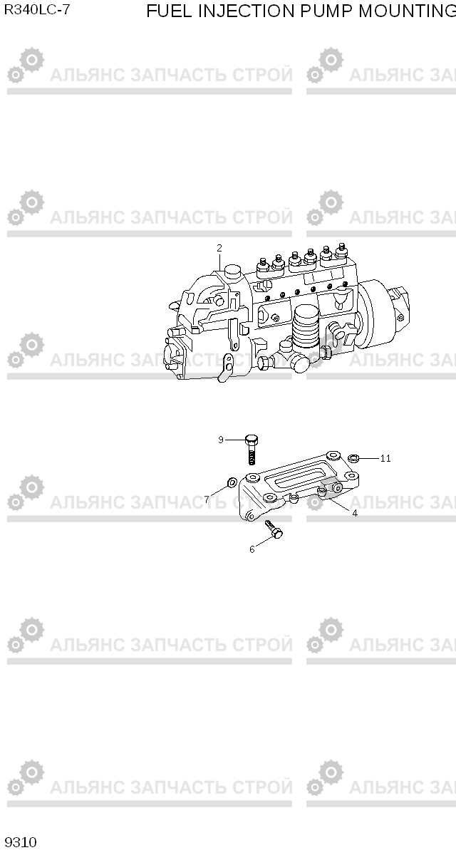 9310 FUEL INJECTION PUMP MOUNTING R340LC-7(INDIA), Hyundai