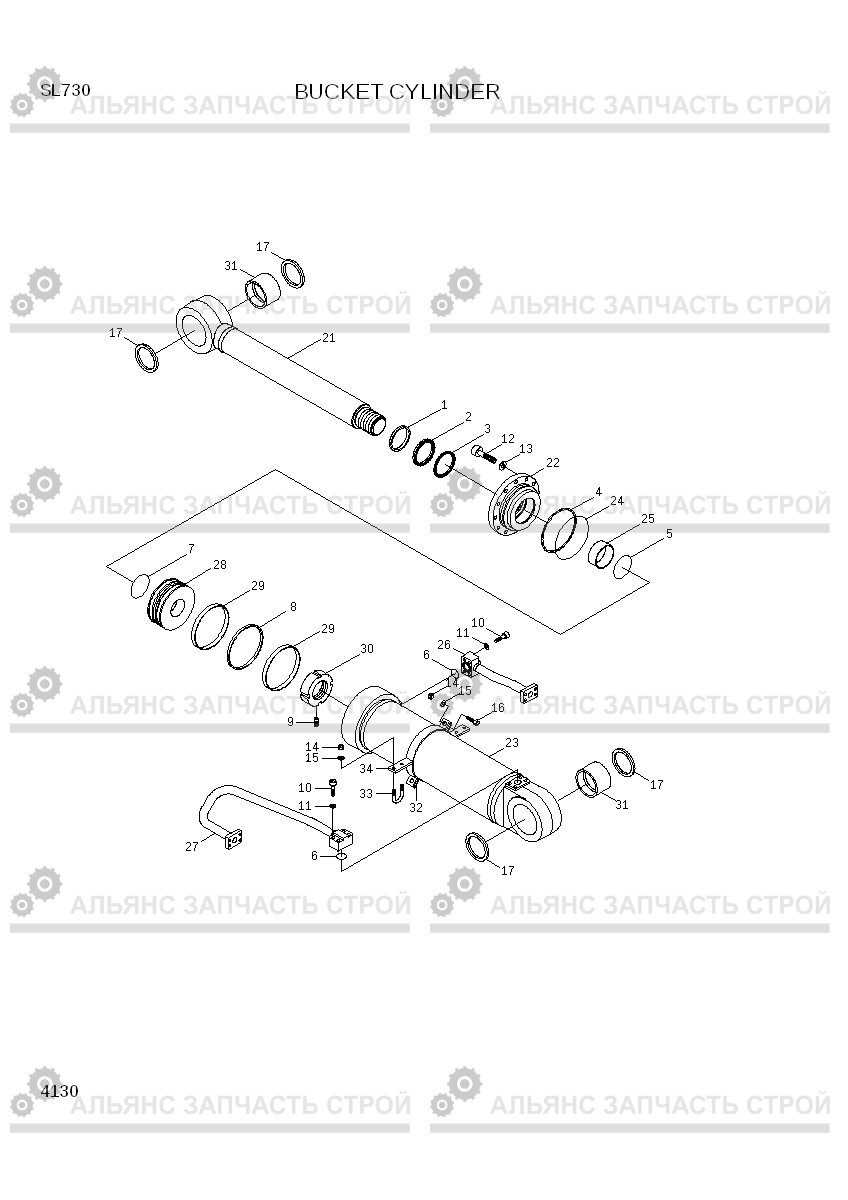 4130 BUCKET CYLINDER(-#0054) SL730, Hyundai