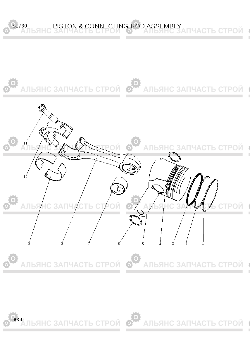 9050 PISTION ＆ CONNECTING ROD ASSEMBLY SL730, Hyundai