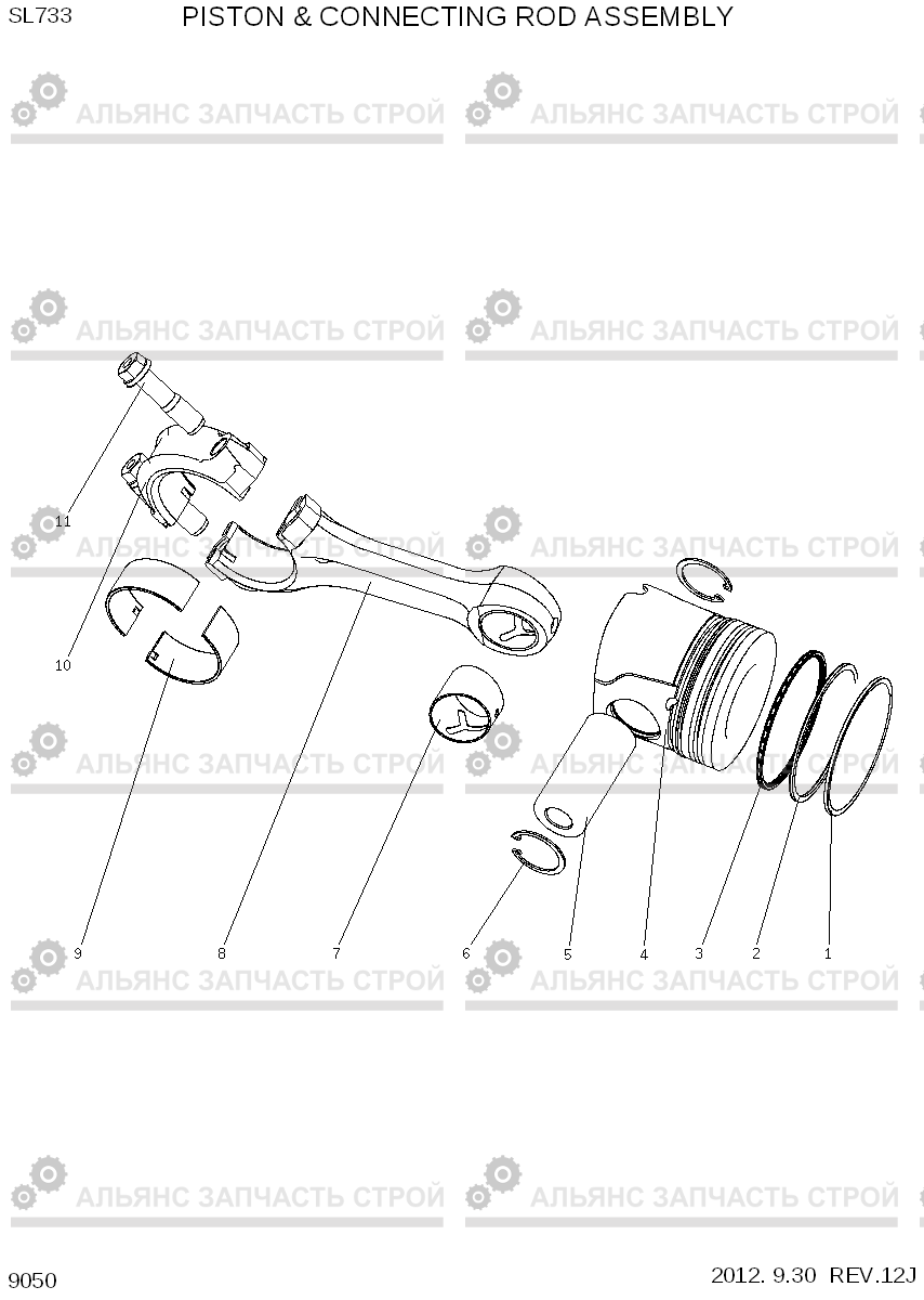 9050 PISTION ＆ CONNECTING ROD ASSEMBLY SL733, Hyundai