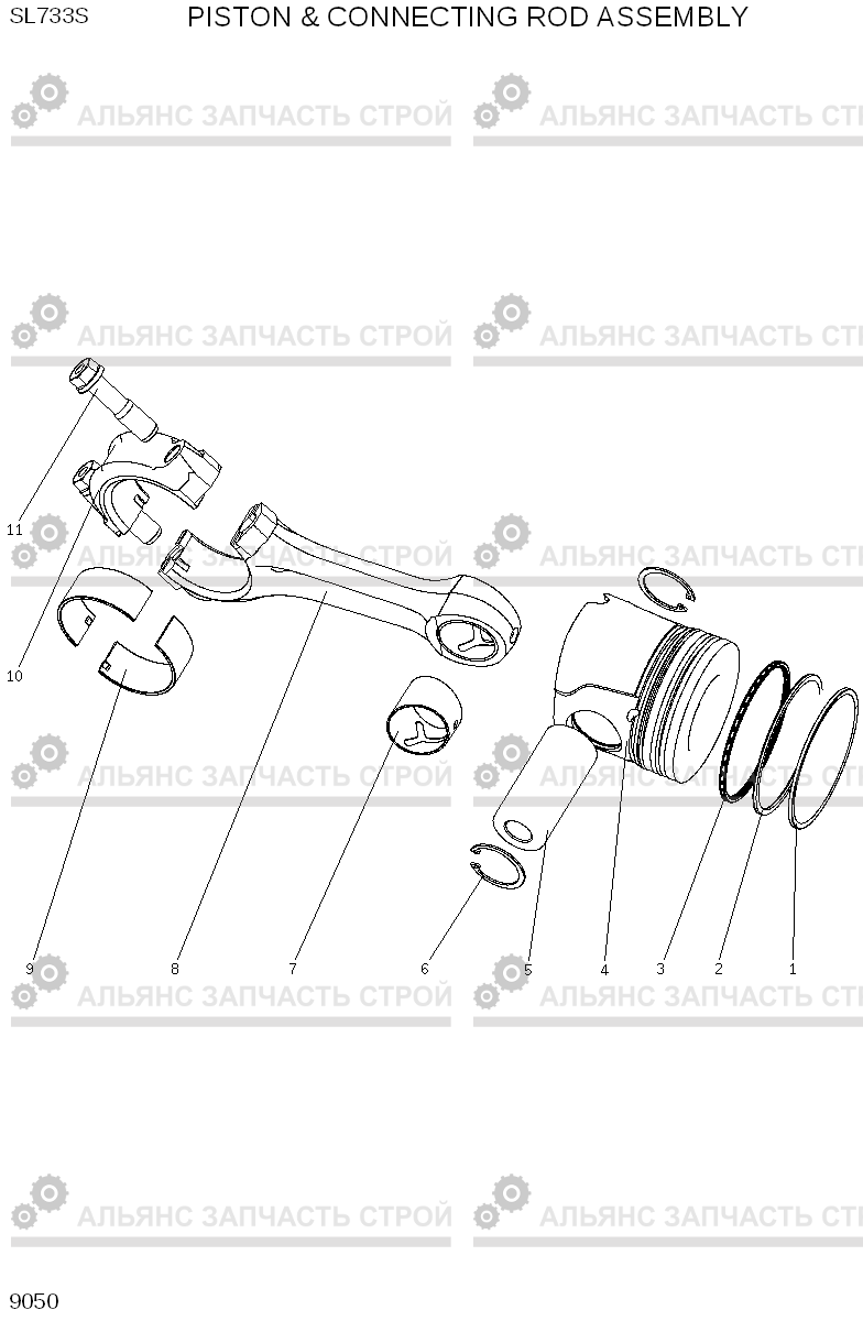 9050 PISTION ＆ CONNECTING ROD ASSEMBLY SL733S, Hyundai