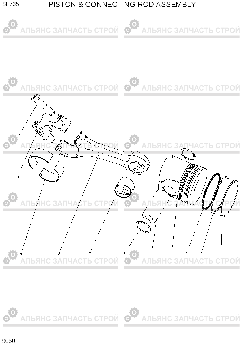 9050 PISTION ＆ CONNECTING ROD ASSEMBLY SL735, Hyundai